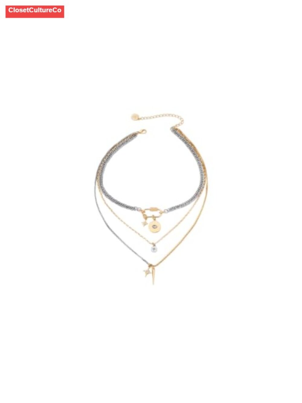 Gold Silver Layered Necklace Set 3PCS Mixed Metal Stackable Chain